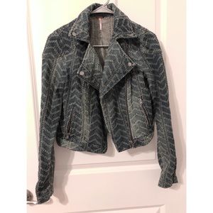 FREE PEOPLE Punched Moro Denim Jacket EUC
